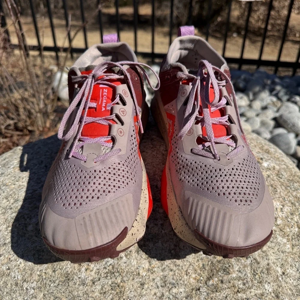 Nike ZoomX Zegama Trail Men's Running Shoes Sand Drift Picante Red Size 10.5